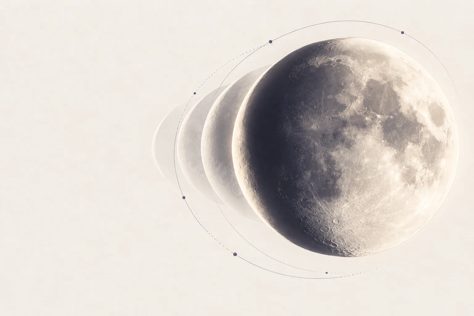Editorial illustration of the Moon phase cycle